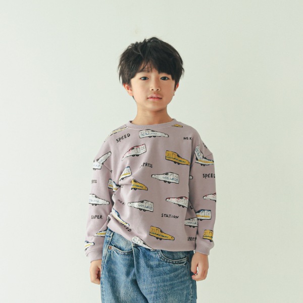 【25FW】新幹線柄 トレーナー / ラベンダー