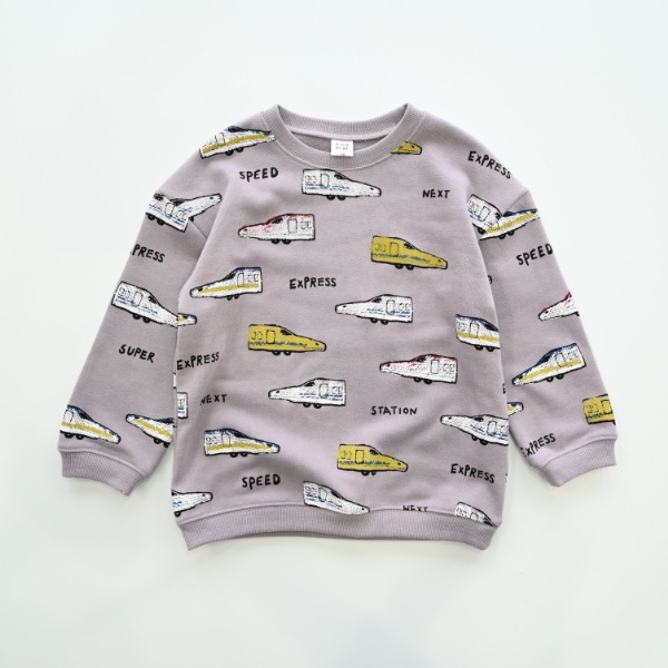 【25FW】新幹線柄 トレーナー / ラベンダー
