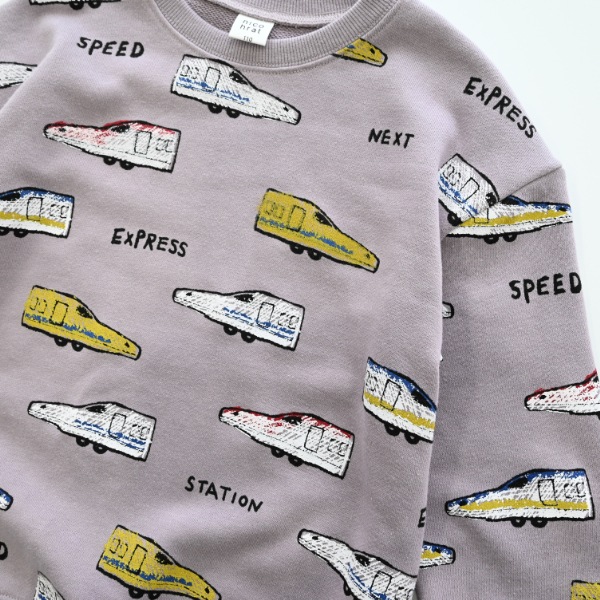 【25FW】新幹線柄 トレーナー / ラベンダー