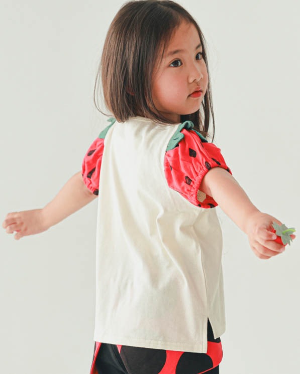 【26PS】いちご袖Ｔシャツ / アイボリー