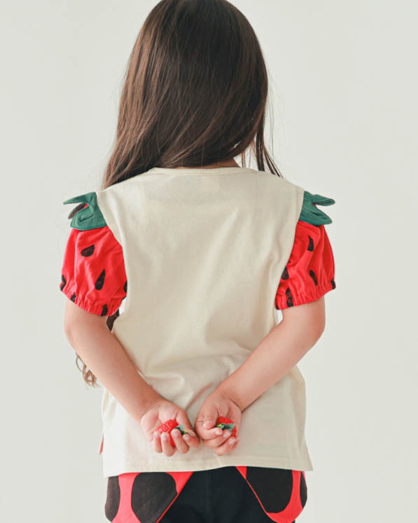 【26PS】いちご袖Ｔシャツ / アイボリー