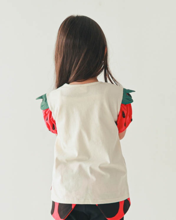 【26PS】いちご袖Ｔシャツ / アイボリー