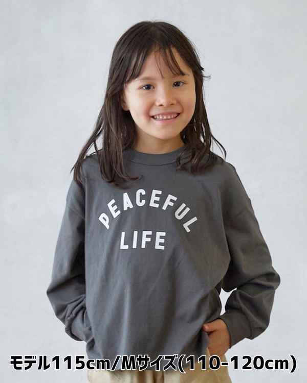 【26PS】PEACEFUL LIFE L/S Tシャツ / チャコールグレー
