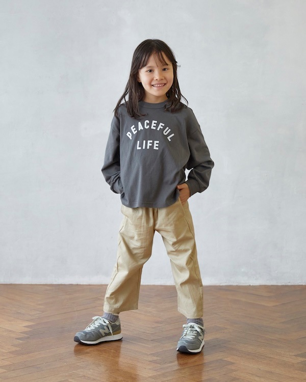 【26PS】PEACEFUL LIFE L/S Tシャツ / チャコールグレー