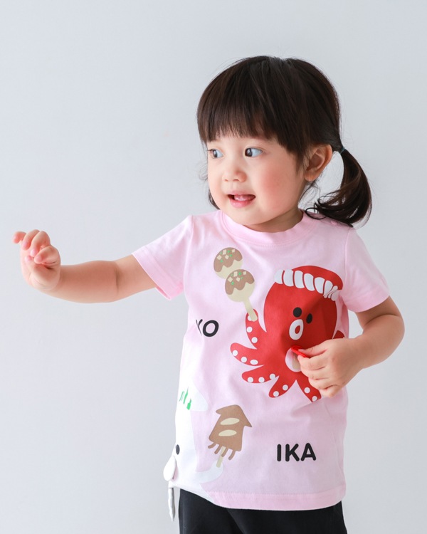 【チークルーム】たこ焼き いか焼き Tシャツ / ピンク