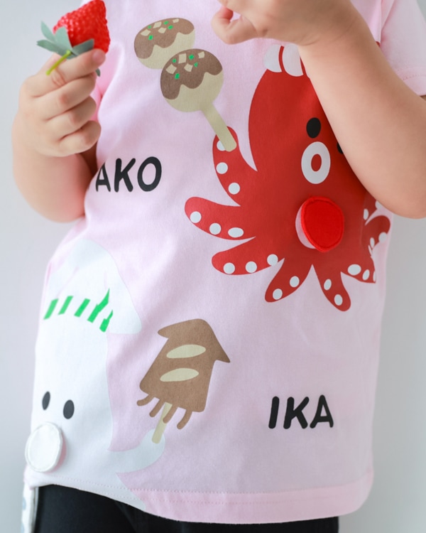 【チークルーム】たこ焼き いか焼き Tシャツ / ピンク