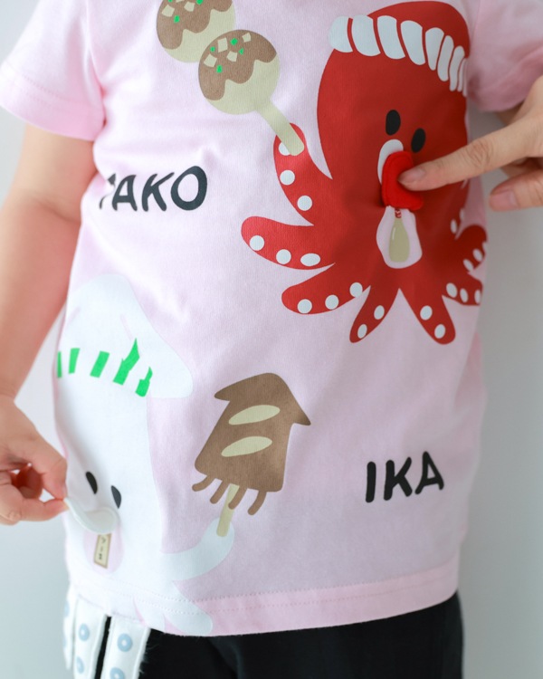 【チークルーム】たこ焼き いか焼き Tシャツ / ピンク