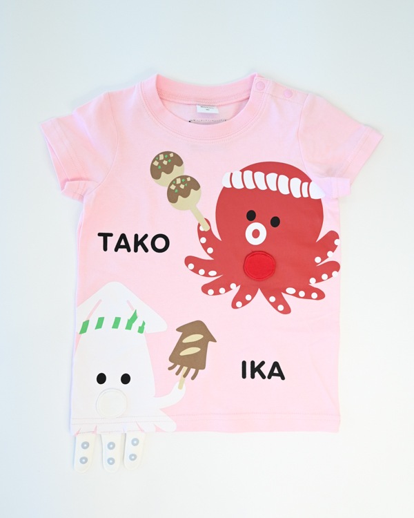 【チークルーム】たこ焼き いか焼き Tシャツ / ピンク