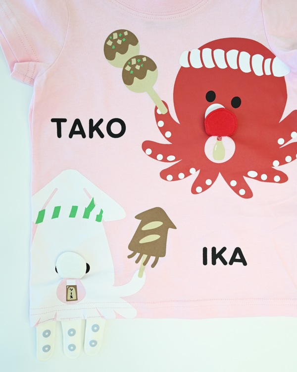 【チークルーム】たこ焼き いか焼き Tシャツ / ピンク