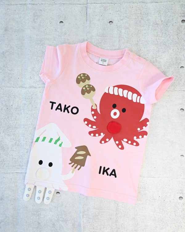 【チークルーム】たこ焼き いか焼き Tシャツ / ピンク