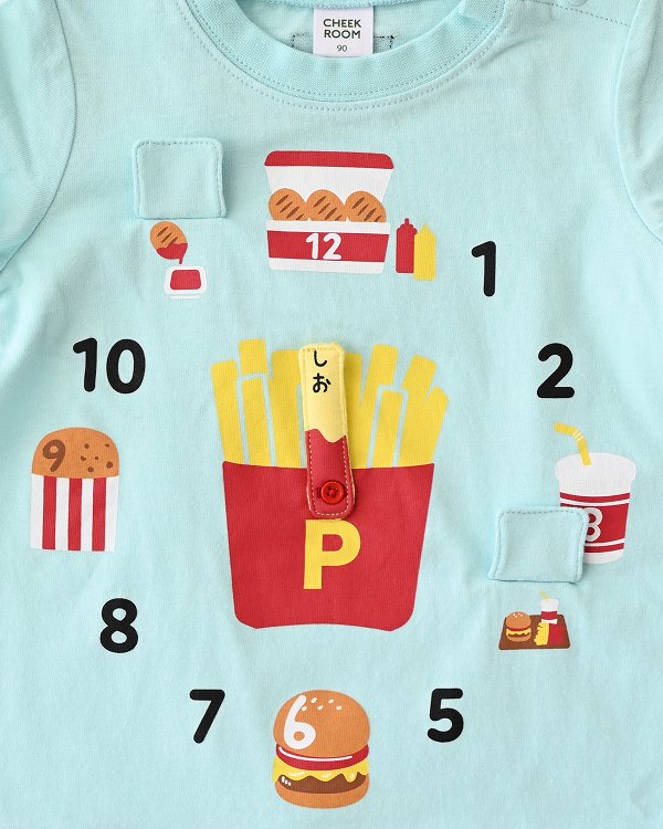 【チークルーム】ポテトの時計 Tシャツ / サックス  