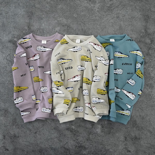 【25FW】新幹線柄 トレーナー / ブルー