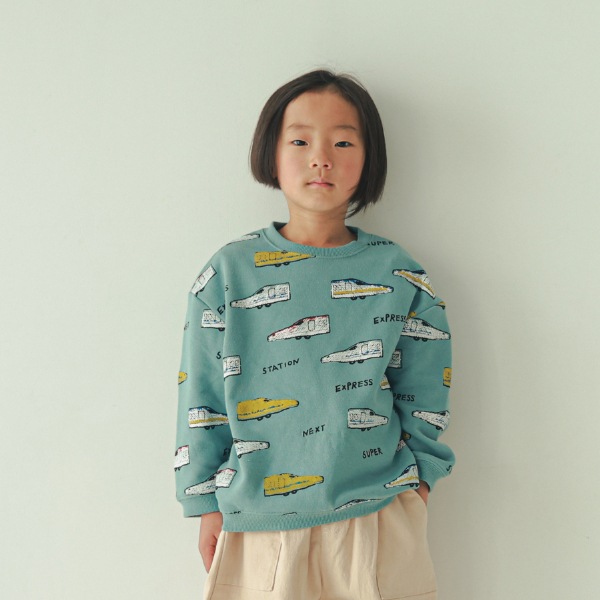 【25FW】新幹線柄 トレーナー / ブルー