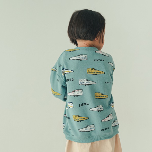 【25FW】新幹線柄 トレーナー / ブルー