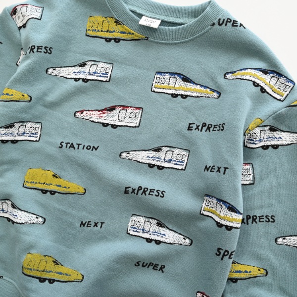 【25FW】新幹線柄 トレーナー / ブルー