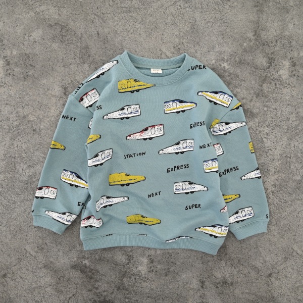【25FW】新幹線柄 トレーナー / ブルー