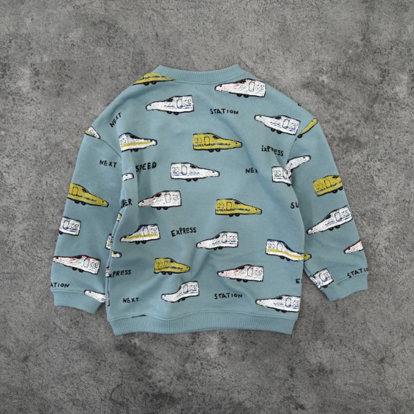 【25FW】新幹線柄 トレーナー / ブルー