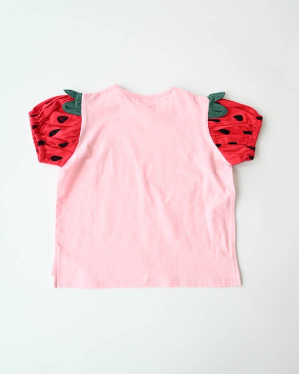 【ニコフラート】いちご袖Ｔシャツ / ピンク