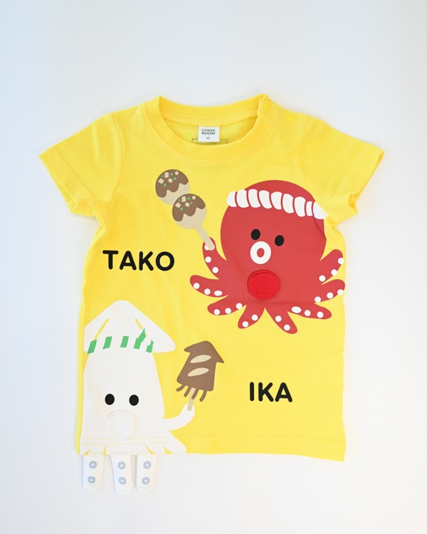 【チークルーム】たこ焼き いか焼き Tシャツ / イエロー