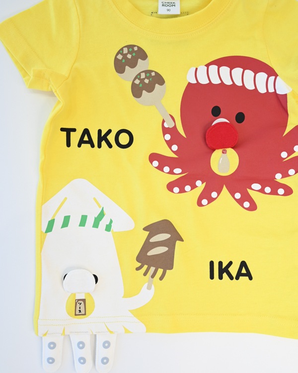 【チークルーム】たこ焼き いか焼き Tシャツ / イエロー