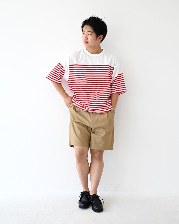 【フォブ】ボーダー切り替えTシャツ / レッド
