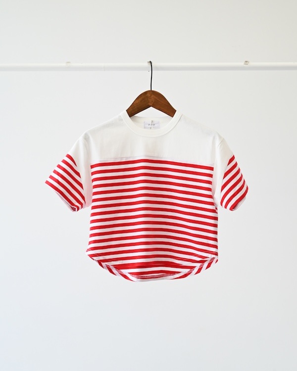 【フォブ】ボーダー切り替えTシャツ / レッド