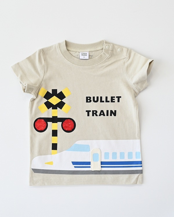 【チークルーム】スパンコール新幹線 Tシャツ / アイボリー  