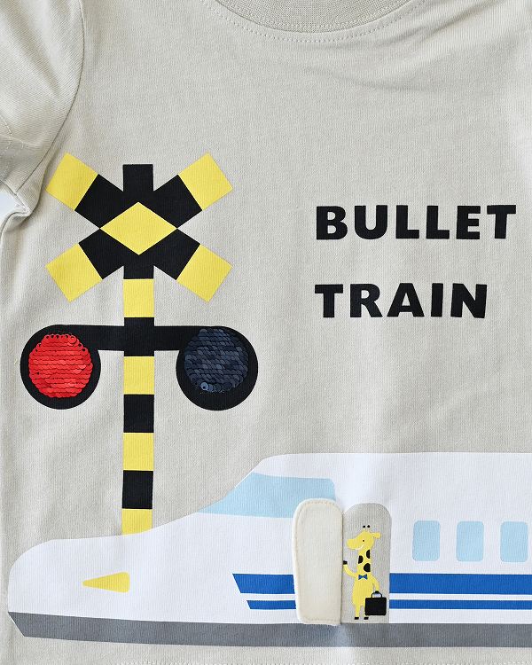 【チークルーム】スパンコール新幹線 Tシャツ / アイボリー  