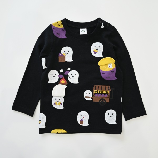 【25FW】おばけの焼きいも ロングTシャツ / ブラック