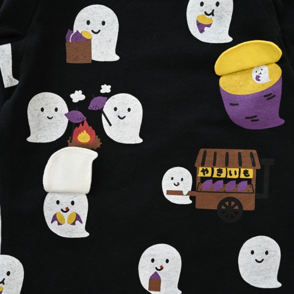 【25FW】おばけの焼きいも ロングTシャツ / ブラック