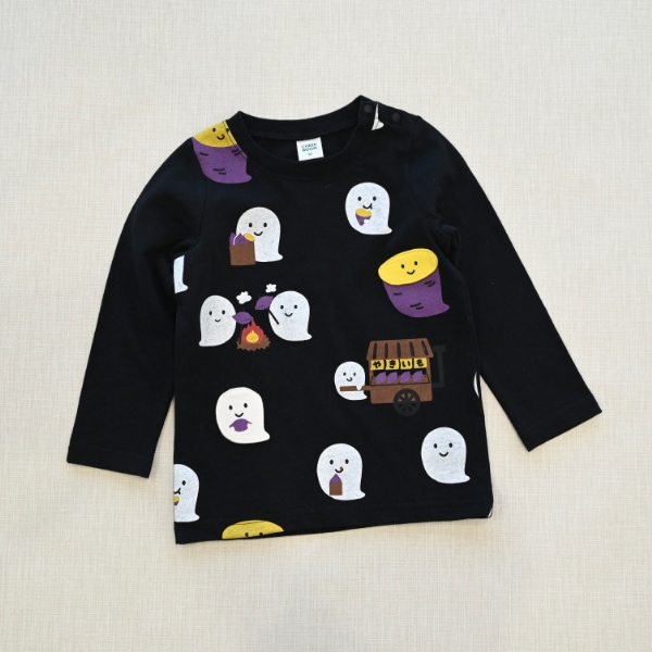 【25FW】おばけの焼きいも ロングTシャツ / ブラック