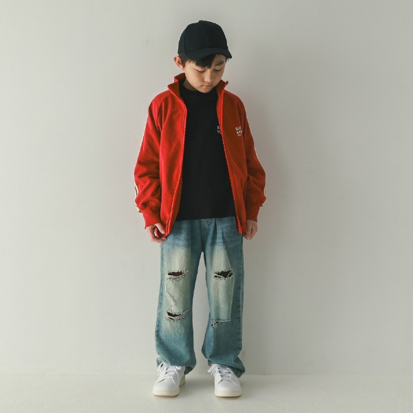 【25FW】ラインジップ ブルゾン / レッド