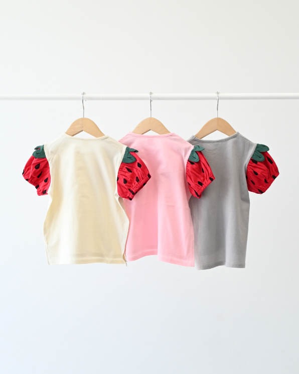【ニコフラート】いちご袖Ｔシャツ / グレー