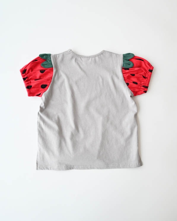 【ニコフラート】いちご袖Ｔシャツ / グレー