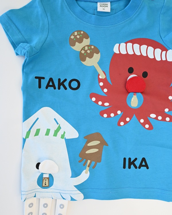 【チークルーム】たこ焼き いか焼き Tシャツ / ブルー