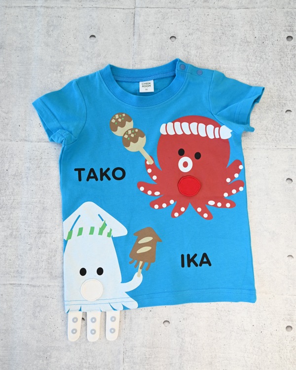 【チークルーム】たこ焼き いか焼き Tシャツ / ブルー