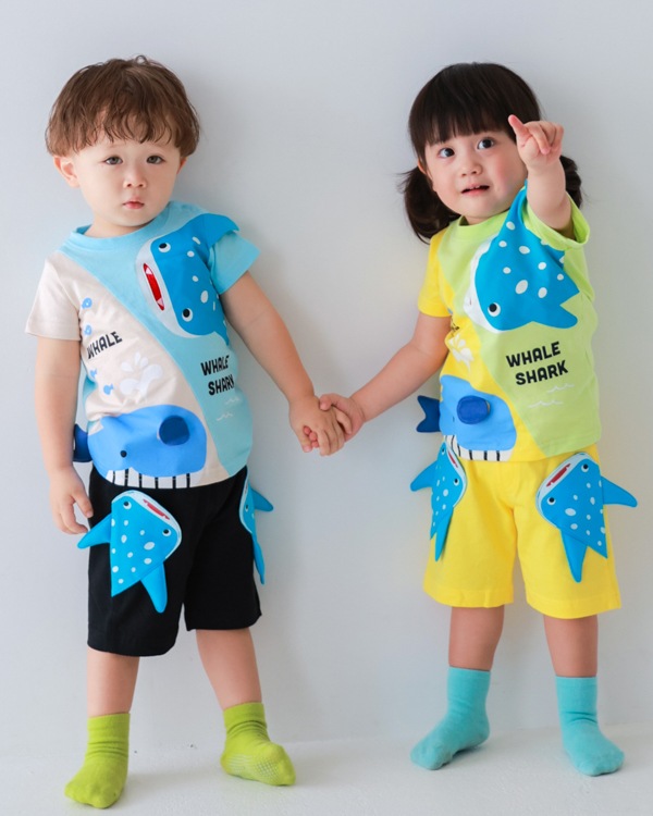 【チークルーム】ジンベイザメ ハーフパンツ / ブラック