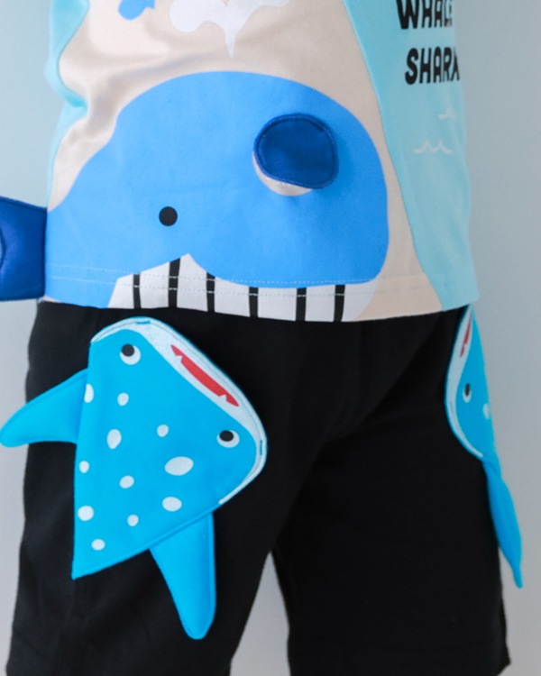 【チークルーム】ジンベイザメ ハーフパンツ / ブラック