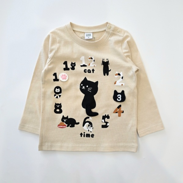 【25FW】ねこ時計 ロングＴシャツ / アイボリー