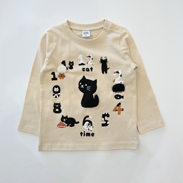 【25FW】ねこ時計 ロングＴシャツ / アイボリー