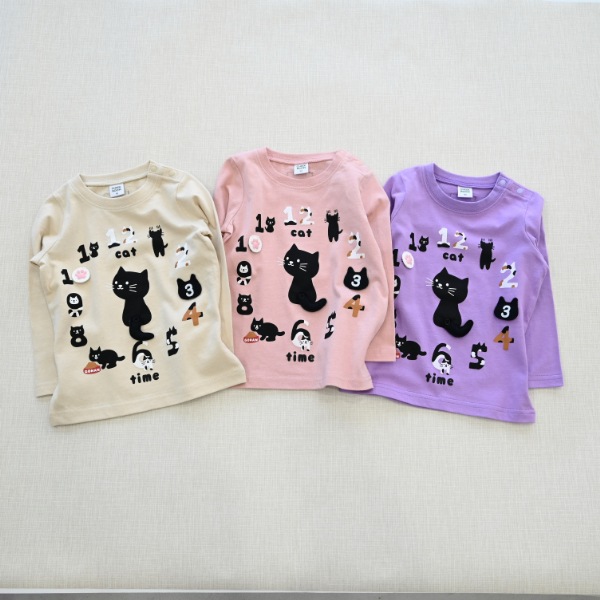 【25FW】ねこ時計 ロングＴシャツ / アイボリー