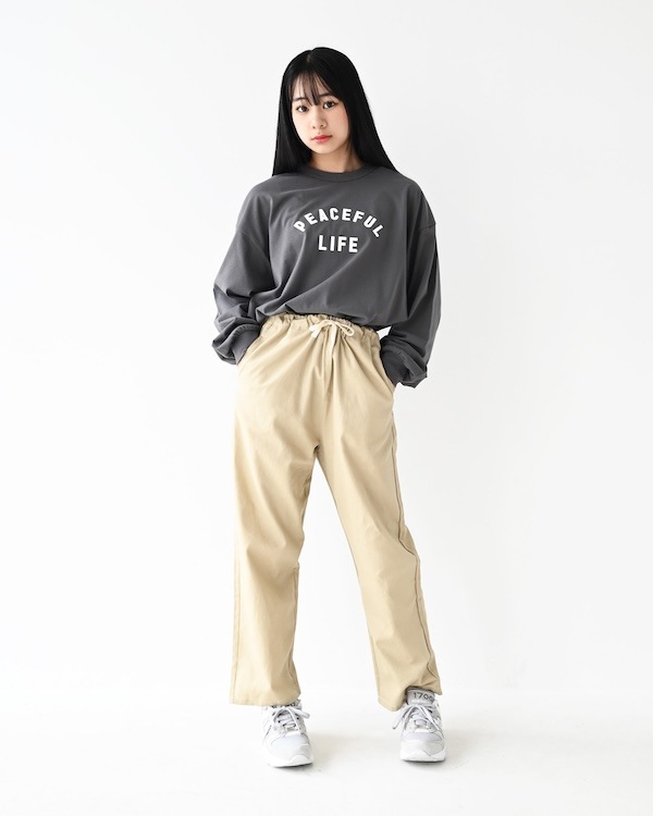 【26PS】PEACEFUL LIFE L/S Tシャツ / チャコールグレー