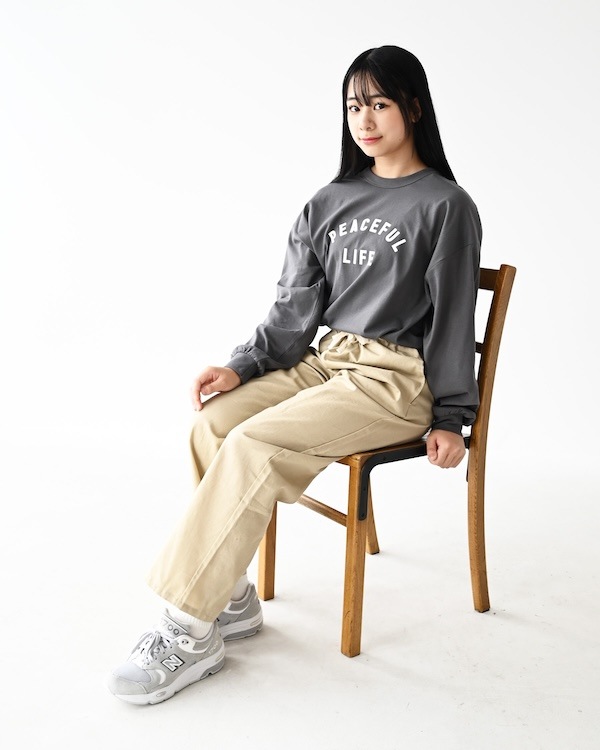 【26PS】PEACEFUL LIFE L/S Tシャツ / チャコールグレー