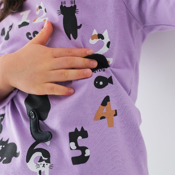 【25FW】ねこ時計 ロングTシャツ / ラベンダー