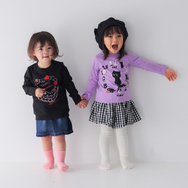 【25FW】ねこ時計 ロングTシャツ / ラベンダー