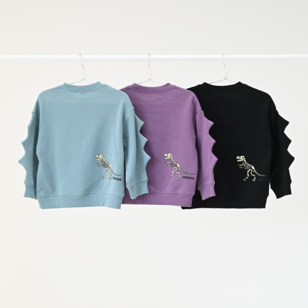 【25FW】恐竜トゲトゲ トレーナー / ブラック