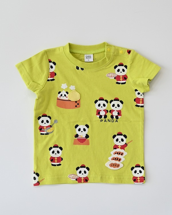 【チークルーム】パンダの中華屋さん Tシャツ / ライトグリーン  