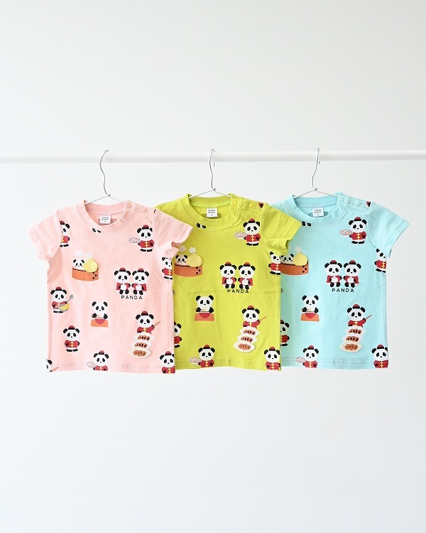 【チークルーム】パンダの中華屋さん Tシャツ / ライトグリーン  