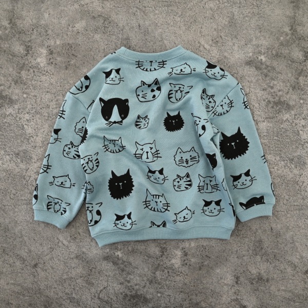 【25FW】いろんなねこ トレーナー / ブルー