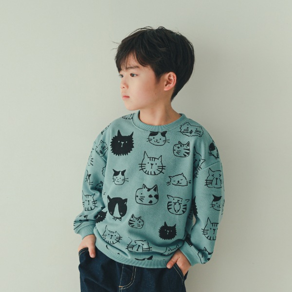 【25FW】いろんなねこ トレーナー / ブルー